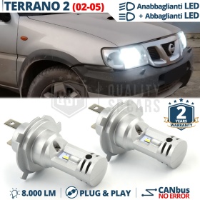 Kit Led H4 para NISSAN TERRANO 2 02-05 Luces de Cruce + Carretera 6500K 8000LM | Plug & Play CANbus
