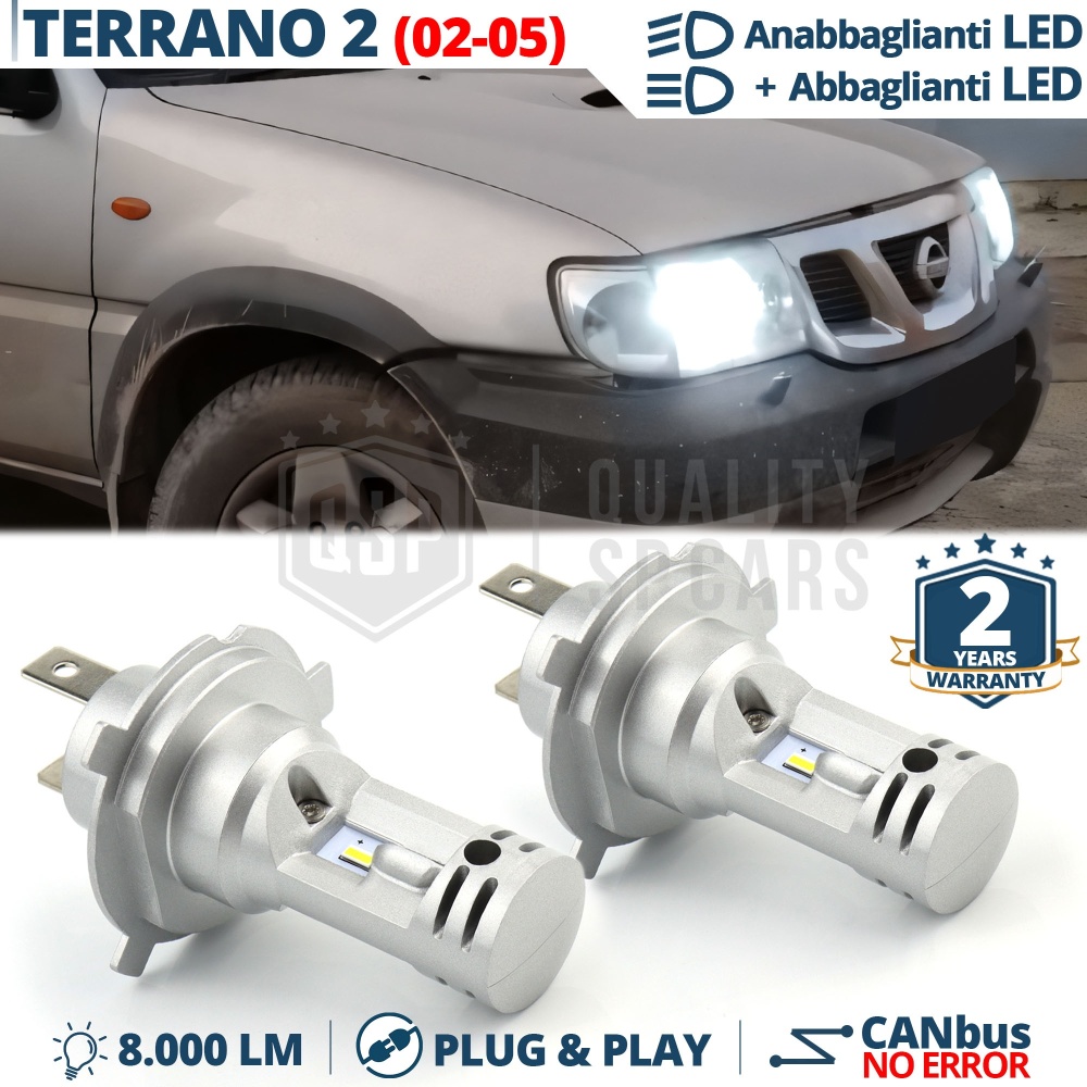 Kit Led H4 para NISSAN TERRANO 2 02-05 Luces de Cruce + Carretera 6500K 8000LM | Plug & Play CANbus Kit Led H4 para NISSAN TERRANO 2 02-05 Luces de Cruce + Carretera 6500K 8000LM | Plug & Play CANbus