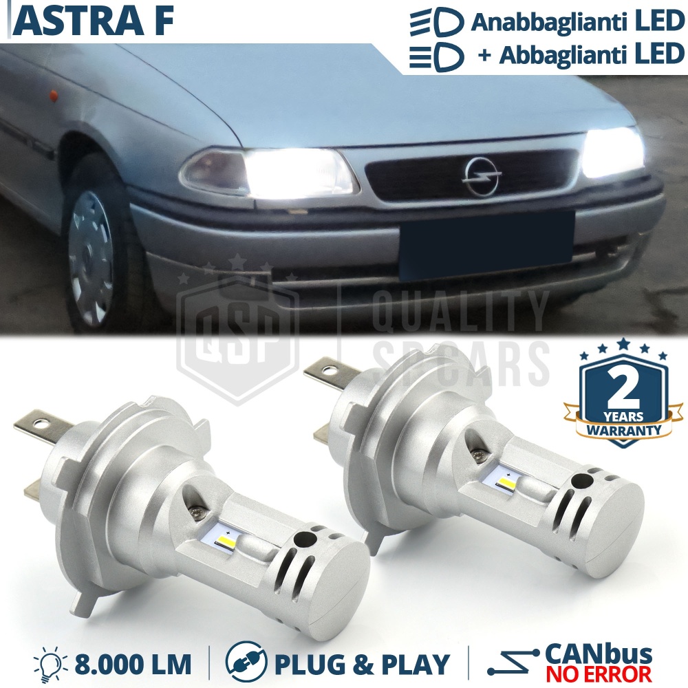 Kit Led H4 para OPEL ASTRA F Luces de Cruce + Carretera 6500K 8000LM | Plug & Play CANbus Kit Led H4 para OPEL ASTRA F Luces de Cruce + Carretera 6500K 8000LM | Plug & Play CANbus
