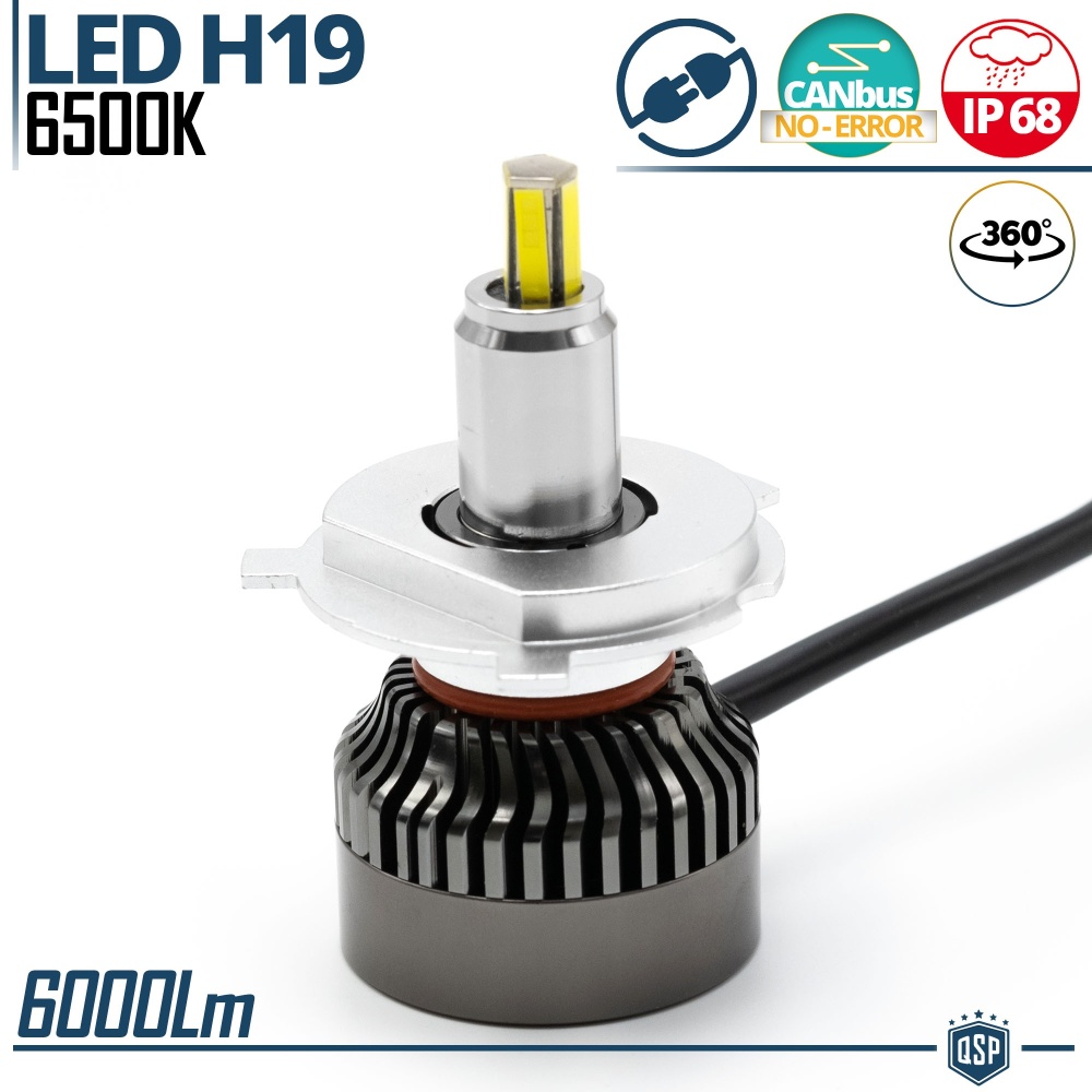 1 FULL LED H19 Bulb CANbus | Powerful White Light 6000LM | Plug & Play HALOGEN Conversion