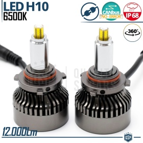 Kit LED H10 CANbus | Luz Blanca Potente 12000LM | Conversión de HALÓGENA Plug & Play