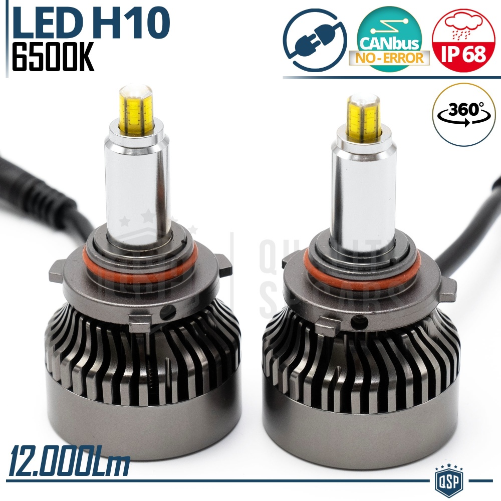 Kit LED H10 CANbus | Luz Blanca Potente 12000LM | Conversión de HALÓGENA Plug & Play