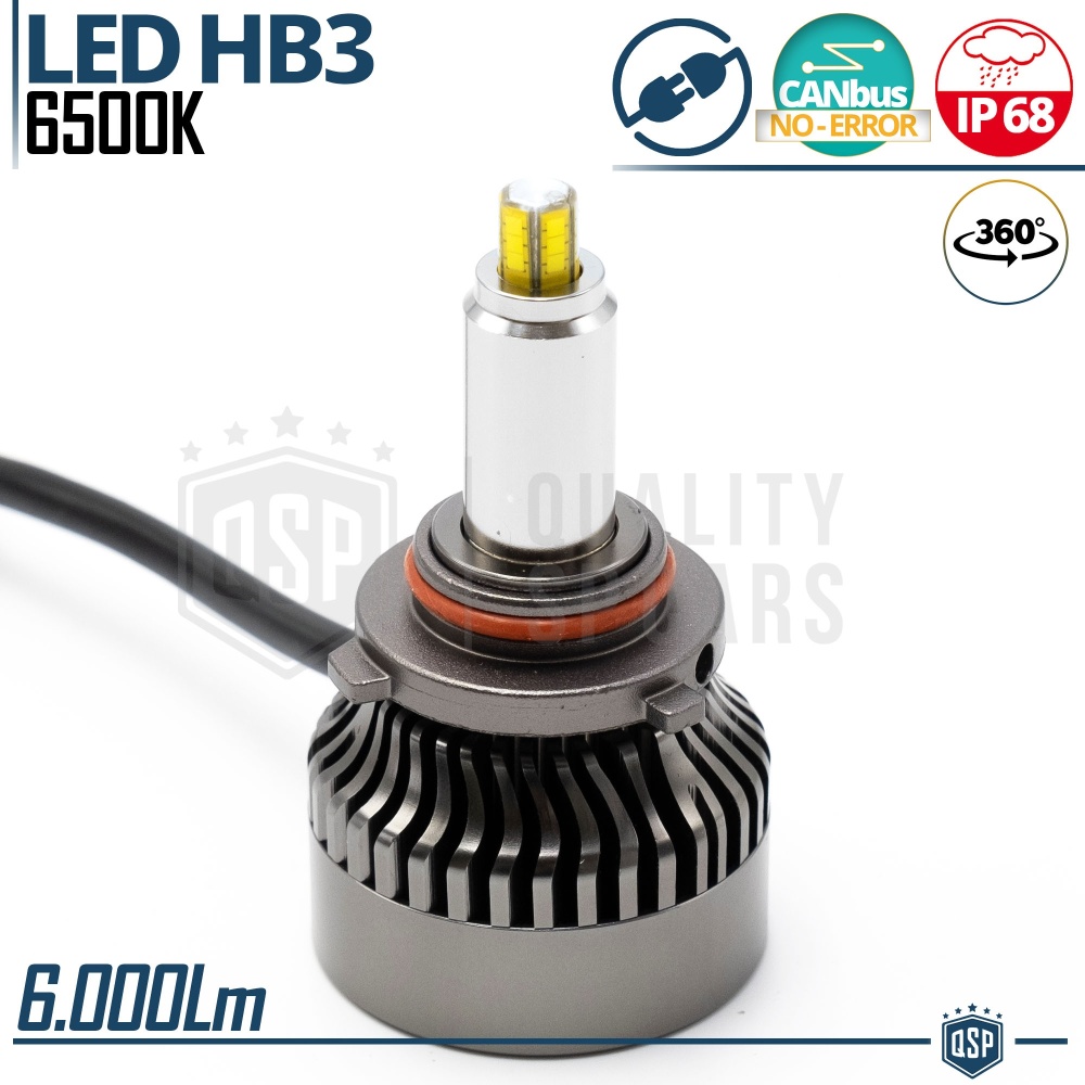 1 Bombilla LED HB3 CANbus | Luz Blanca Potente 6000LM  | Conversión de HALÓGENA HB3 a LED | Plug & Play