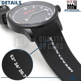 Reloj de Pulsera VW GTI Logo Original con Coordenadas GPS en la Correa | Idea de Regalo Volkswagen
