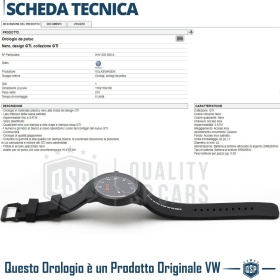 Reloj de Pulsera VW GTI Logo Original con Coordenadas GPS en la Correa | Idea de Regalo Volkswagen