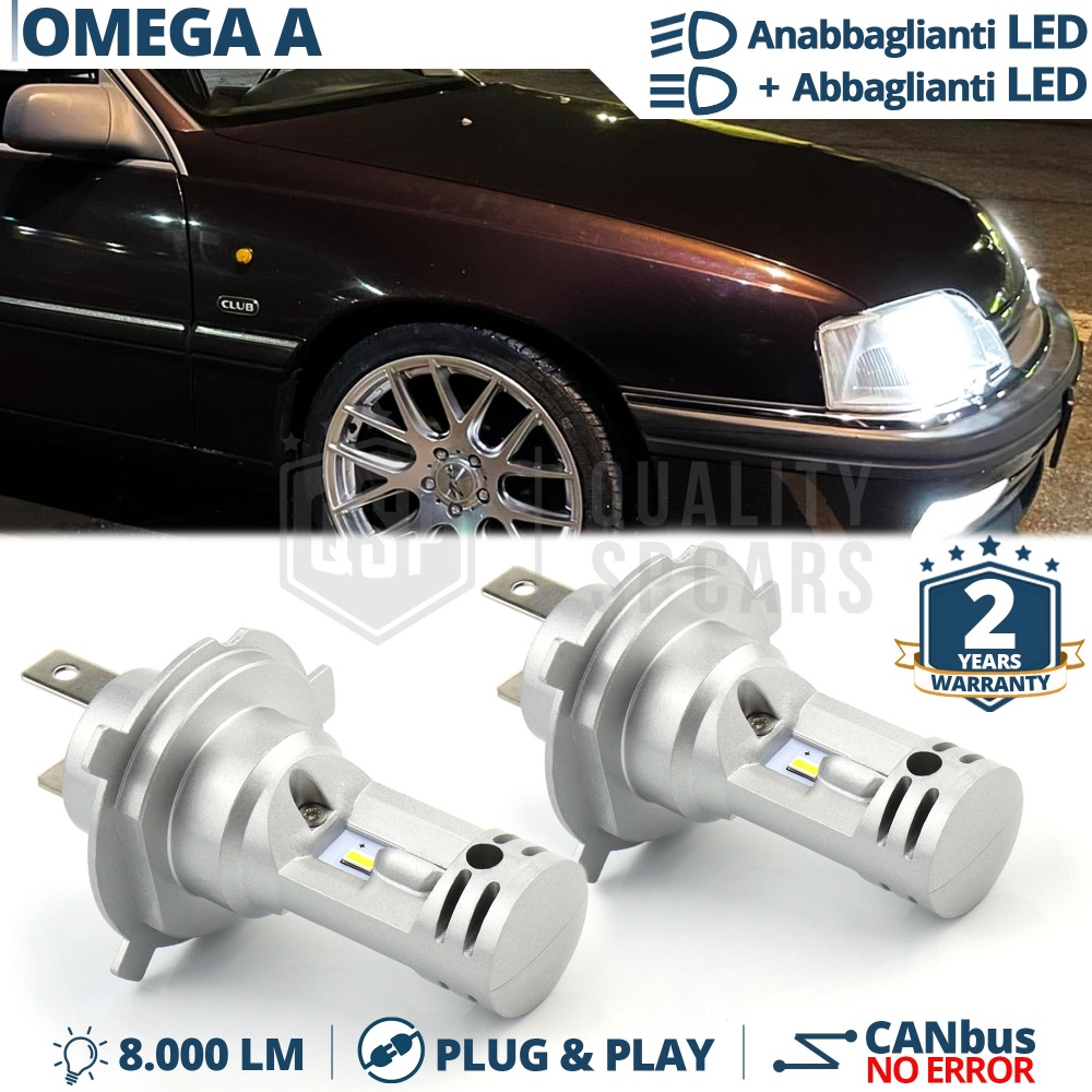 Kit Led H4 para OPEL OMEGA A Luces de Cruce + Carretera 6500K 8000LM | Plug & Play CANbus Kit Led H4 para OPEL OMEGA A Luces de Cruce + Carretera 6500K 8000LM | Plug & Play CANbus