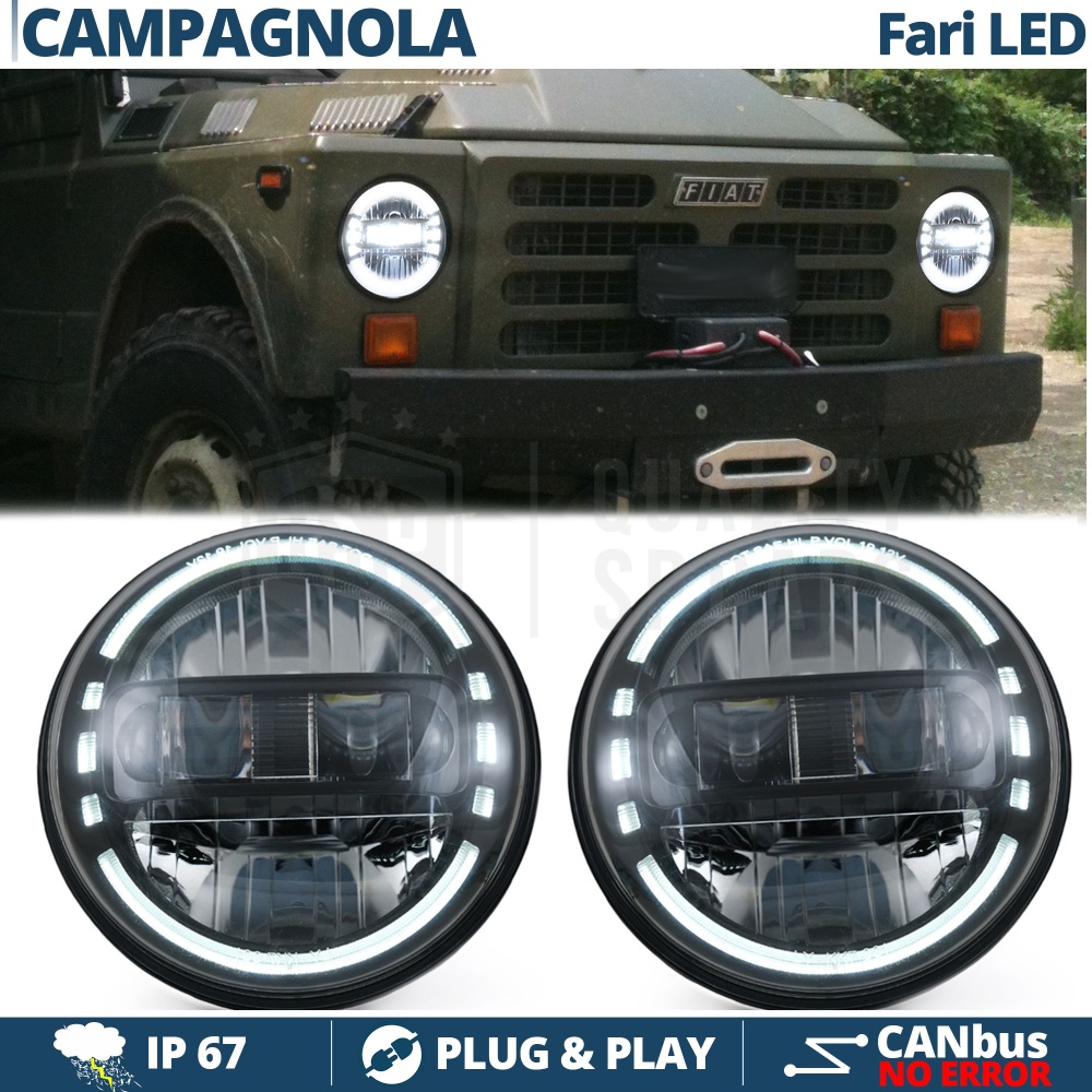 2 Faros Delanteros LED 7" para FIAT CAMPAGNOLA | Faros Led King Kong 6500K Luz Blanca Potente 2 Faros Delanteros LED 7" para FIAT CAMPAGNOLA | Faros Led King Kong 6500K Luz Blanca Potente