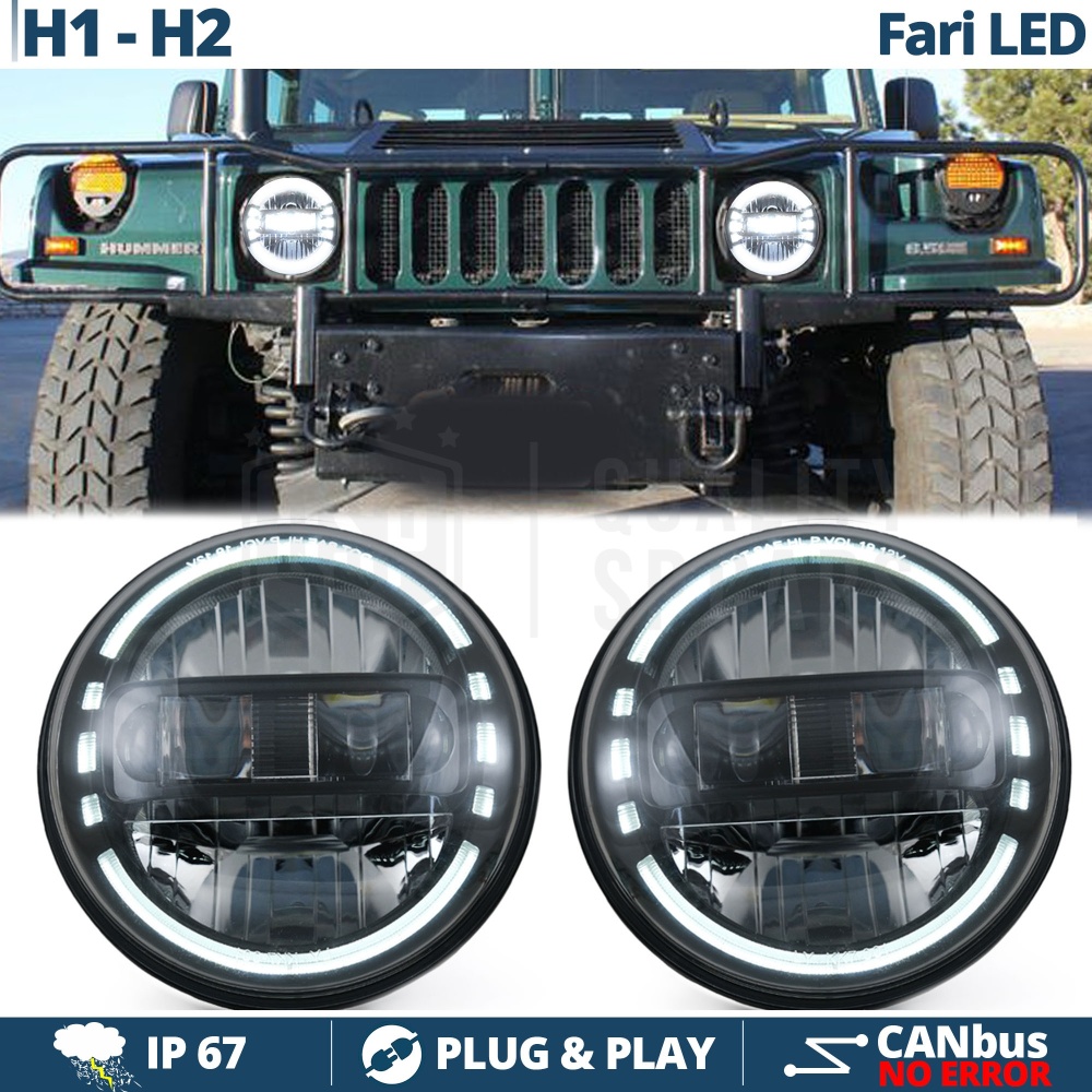 2 Faros Delanteros LED 7" para HUMMER H1 H2 | Faros Led King Kong 6500K Luz Blanca Potente 2 Faros Delanteros LED 7" para HUMMER H1 H2 | Faros Led King Kong 6500K Luz Blanca Potente