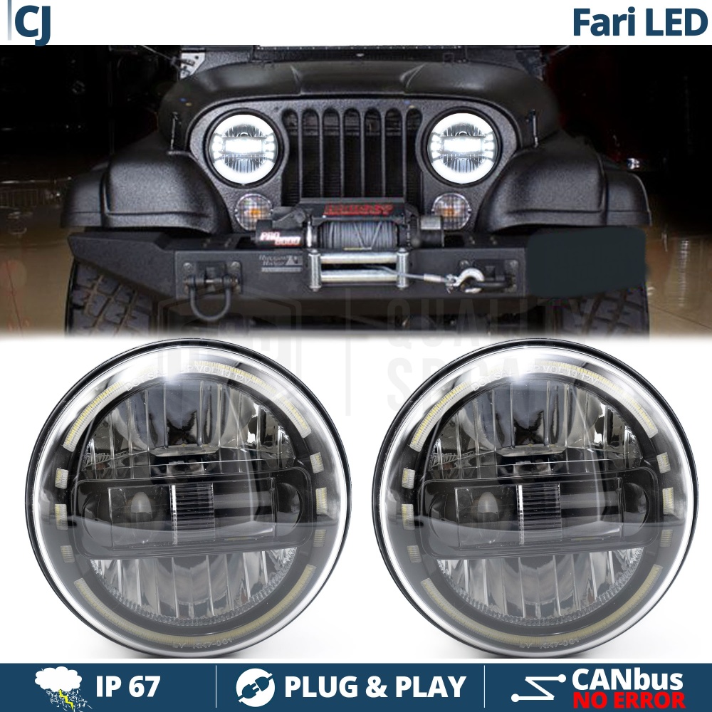 2 Faros Delanteros LED 7" para JEEP CJ | Faros Led King Kong 6500K Luz Blanca Potente 2 Faros Delanteros LED 7" para JEEP CJ | Faros Led King Kong 6500K Luz Blanca Potente
