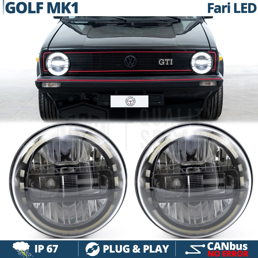 2 Full LED 7" Inches Headlights for VOLKSWAGEN GOLF MK1 | King Kong Led Headlights 6500K Ice White Light