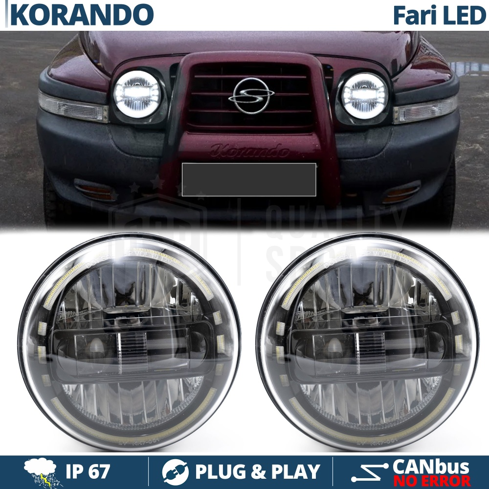 2 Faros Delanteros LED 7" para SSANGYONG KORANDO 2 | Faros Led King Kong 6500K Luz Blanca Potente