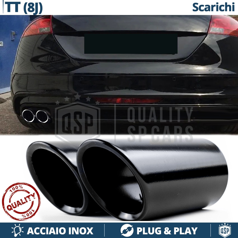 2X Embellecedores Tubos de ESCAPE para AUDI TT 8J en ACERO Inoxidable Negro | PLUG & PLAY 2X Embellecedores Tubos de ESCAPE para AUDI TT 8J en ACERO Inoxidable Negro | PLUG & PLAY