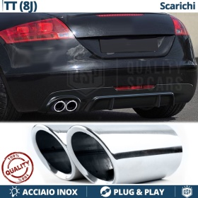 2X Embellecedores Tubos de ESCAPE para AUDI TT 8J en ACERO Inoxidable | Instalación PLUG & PLAY