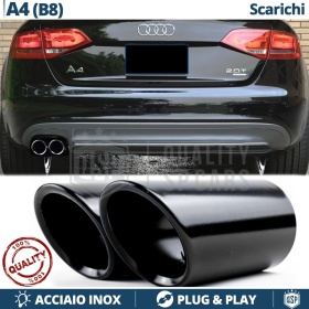 2 TERMINALI di Scarico Sportivi per AUDI A4 B8 NERI in ACCIAIO Inox | Ad Incastro Plug & Play