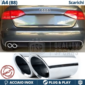 2X Embellecedores Tubos de ESCAPE para AUDI A4 B8 07-11 en ACERO Inoxidable | Instalación PLUG & PLAY