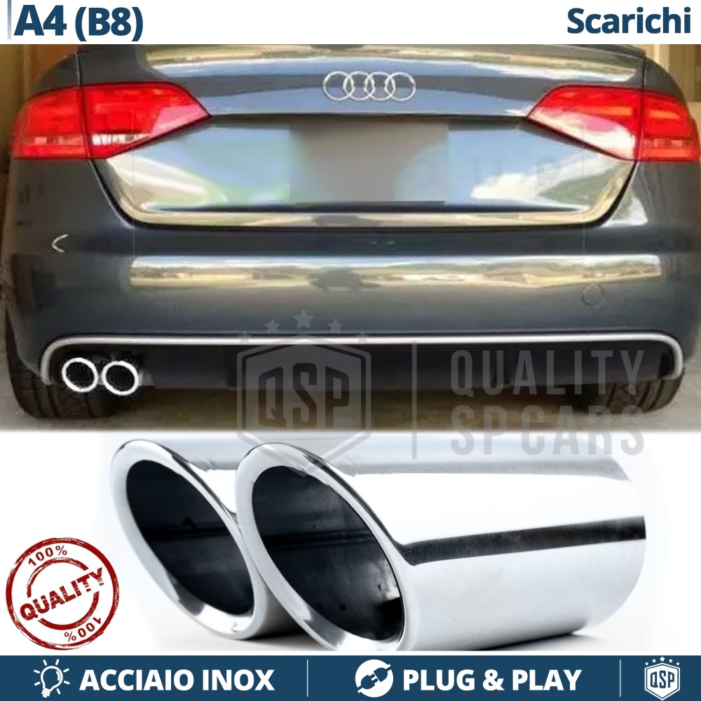 2X Embellecedores Tubos de ESCAPE para AUDI A4 B8 07-11 en ACERO Inoxidable | Instalación PLUG & PLAY 2X Embellecedores Tubos de ESCAPE para AUDI A4 B8 07-11 en ACERO Inoxidable | Instalación PLUG & PLAY