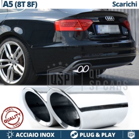 2X Embellecedores Tubos de ESCAPE para AUDI A5 8T 8F en ACERO Inoxidable | Instalación PLUG & PLAY