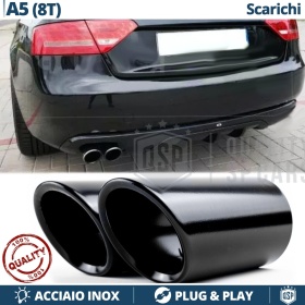 2X Tubos de ESCAPE para AUDI A5 (8T, 8F) en ACERO Inoxidable Negro | PLUG & PLAY