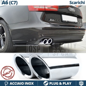 2X Embellecedores Tubos de ESCAPE para AUDI A6 C7 en ACERO Inoxidable | Instalación PLUG & PLAY