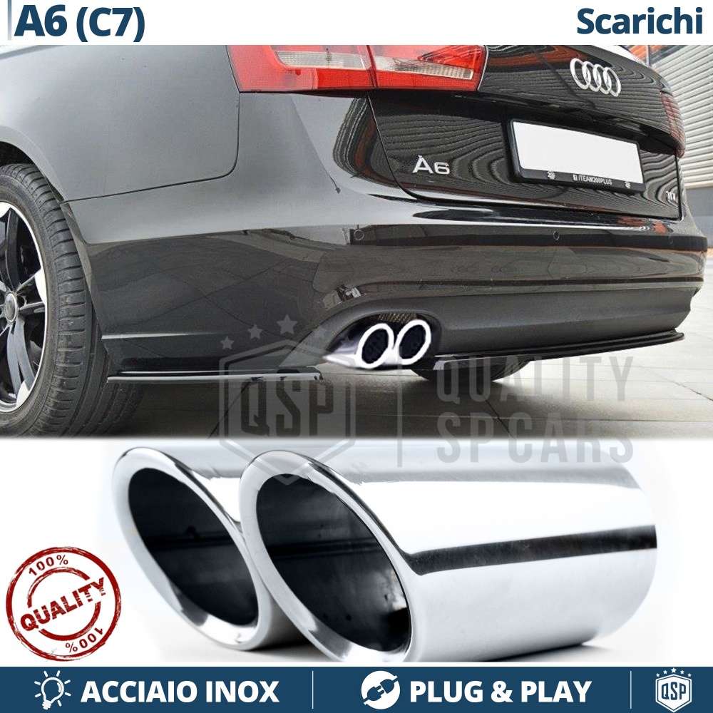 2X Embellecedores Tubos de ESCAPE para AUDI A6 C7 en ACERO Inoxidable | Instalación PLUG & PLAY 2X Embellecedores Tubos de ESCAPE para AUDI A6 C7 en ACERO Inoxidable | Instalación PLUG & PLAY