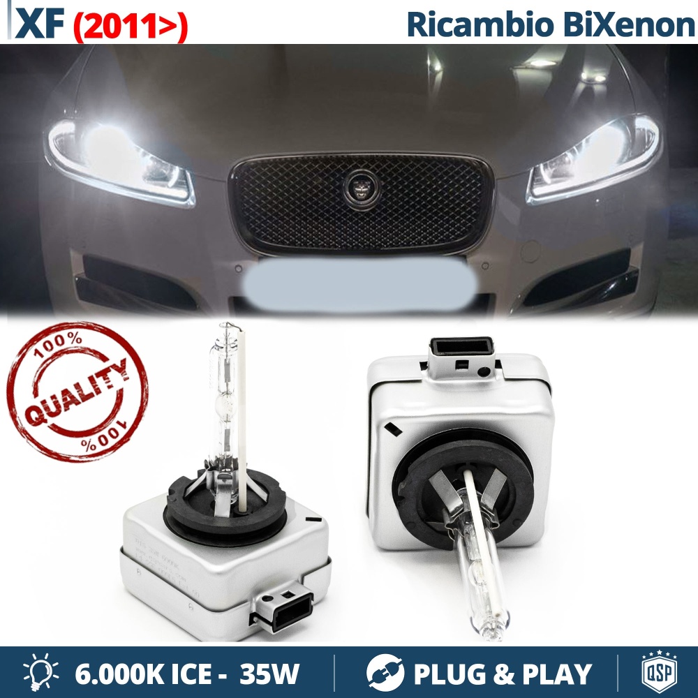 2x Bombillas Bi-Xenon D3S de Repuesto para JAGUAR XF X250 FACELIFT 12-15 Luz 6.000K Blanco Frio Lámpara 35W