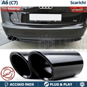 2X Embellecedores Tubos de ESCAPE para AUDI A6 C7 en ACERO Inoxidable Negro | PLUG & PLAY