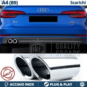 2X Embellecedores Tubos de ESCAPE para AUDI A4 B9 en ACERO Inoxidable | Instalación PLUG & PLAY