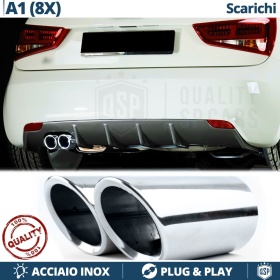 2 TERMINALI di Scarico Sportivi per AUDI A1 8X CROMATI in ACCIAIO Inox | Ad Incastro Plug & Play