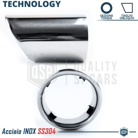 2 pcs EXHAUST TIPS for AUDI A3 8V 12-16 Chromed Stainless STEEL | PLUG & PLAY Installation
