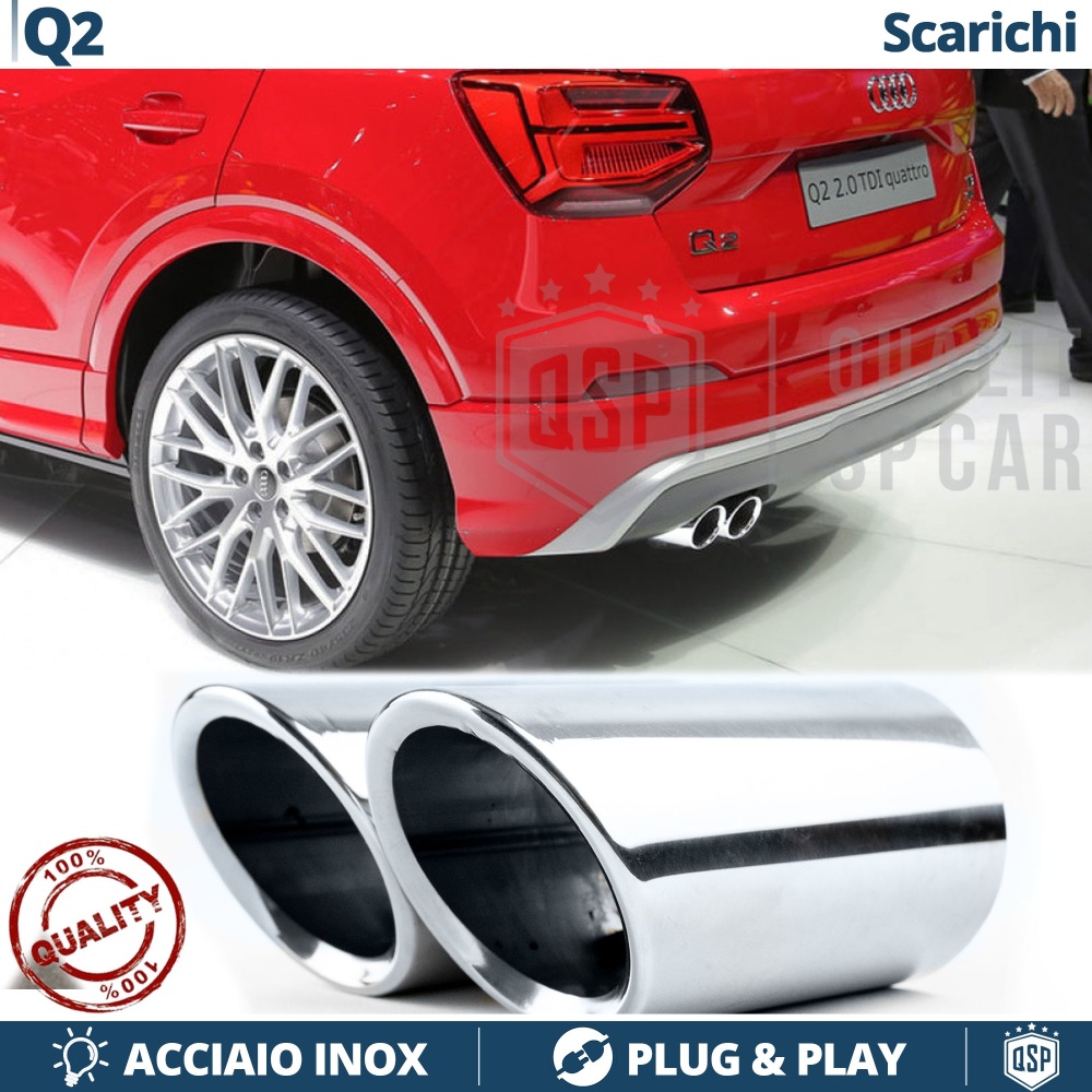 2X Embellecedores Tubos de ESCAPE para AUDI Q2 en ACERO Inoxidable | Instalación PLUG & PLAY 2X Embellecedores Tubos de ESCAPE para AUDI Q2 en ACERO Inoxidable | Instalación PLUG & PLAY