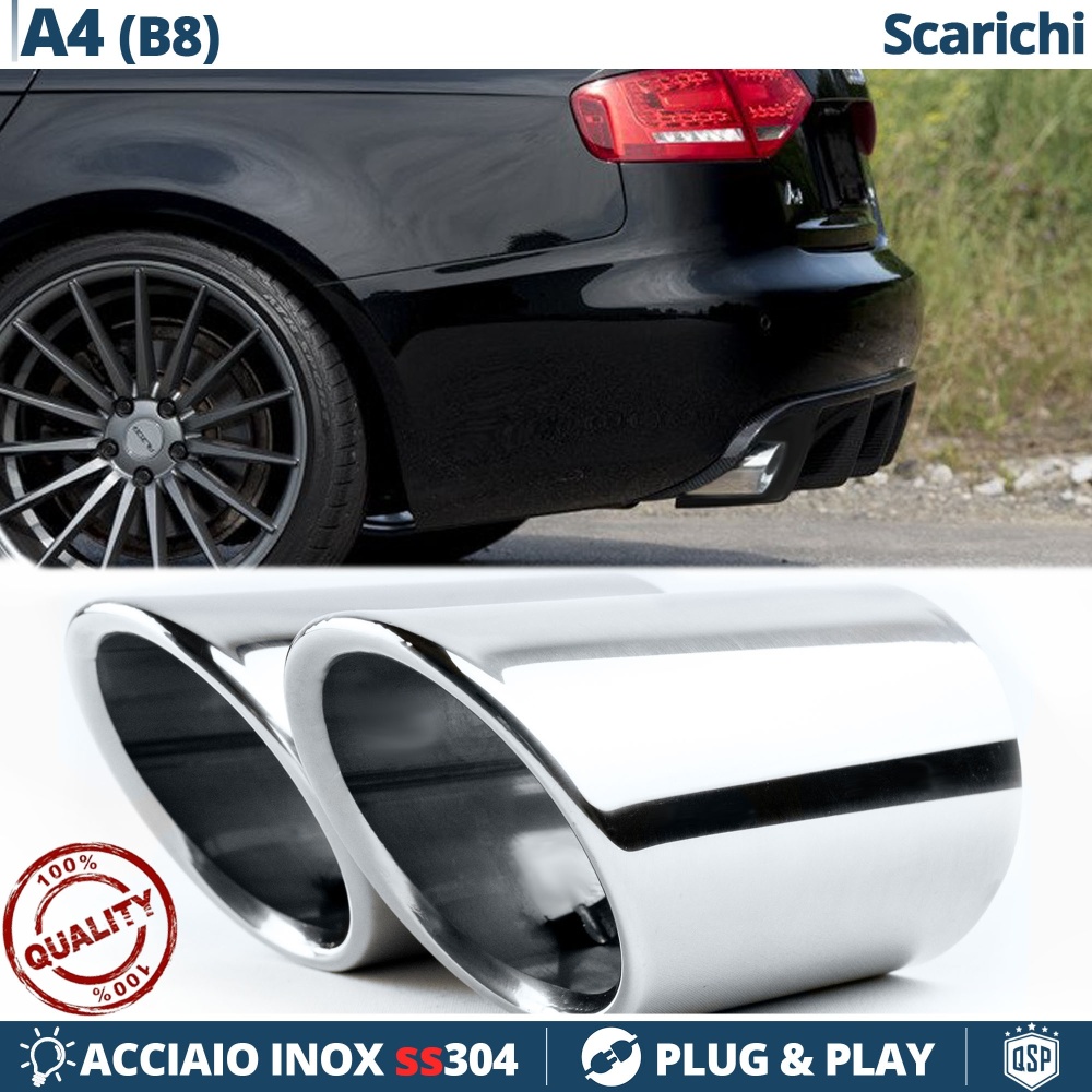 2 Embellecedores Tubos de ESCAPE para AUDI A4 B8 DX + SX en ACERO Inoxidable | PLUG & PLAY 2 Embellecedores Tubos de ESCAPE para AUDI A4 B8 DX + SX en ACERO Inoxidable | PLUG & PLAY