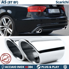 2 Embellecedores Tubos de ESCAPE para AUDI A5 8T DX + SX en ACERO Inoxidable | PLUG & PLAY