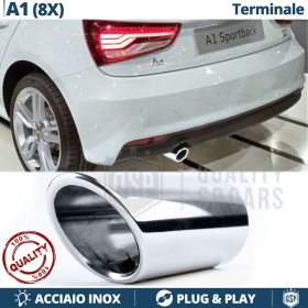 1 TERMINALE di Scarico Sportivo per AUDI A1 8X in ACCIAIO Inox Cromato | Ad Incastro Plug & Play