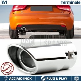 1 Tubo de ESCAPE OVAL para AUDI A1 8X en ACERO Inoxidable Cromado | Instalación PLUG & PLAY