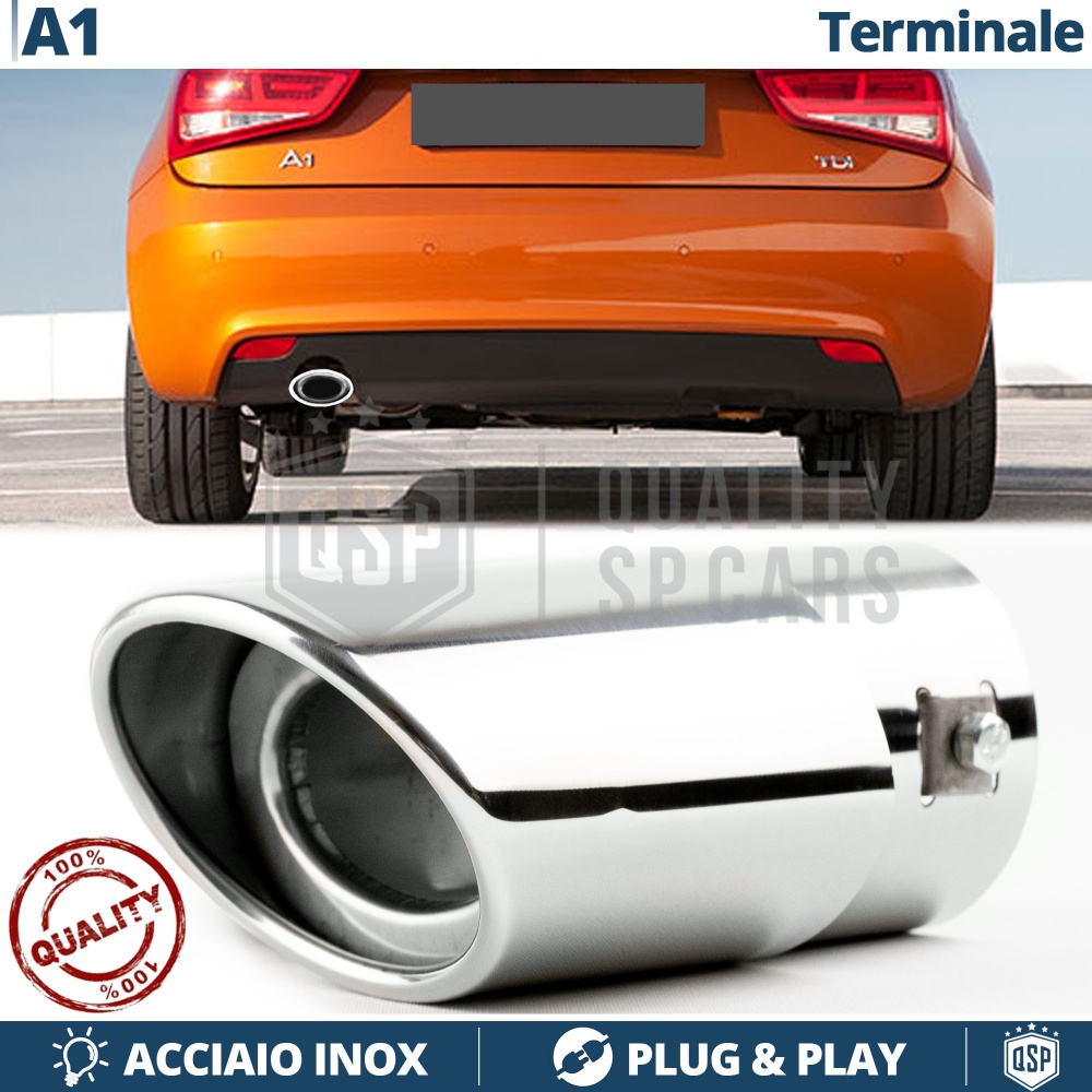 1 Tubo de ESCAPE OVAL para AUDI A1 8X en ACERO Inoxidable Cromado | Instalación PLUG & PLAY 1 Tubo de ESCAPE OVAL para AUDI A1 8X en ACERO Inoxidable Cromado | Instalación PLUG & PLAY