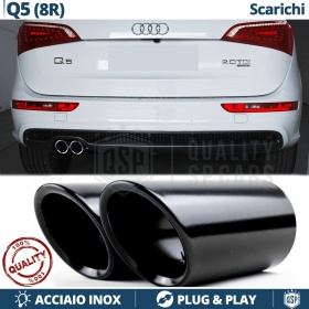 2 TERMINALI di Scarico Sportivi per AUDI Q5 8R NERI in ACCIAIO Inox | Ad Incastro Plug & Play