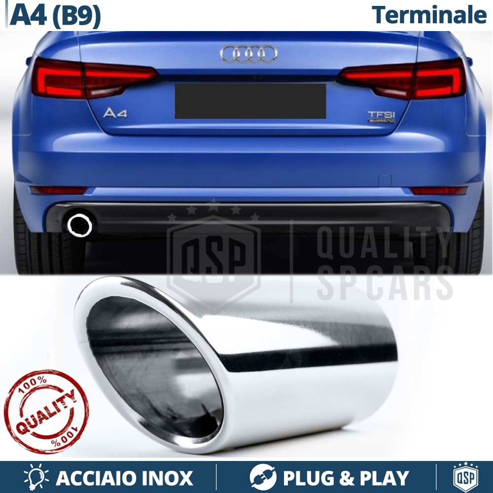 1 AUSPUFFBLENDE Endrohr für AUDI A4 B9 Chromfinishstahl | PLUG & PLAY-Installation