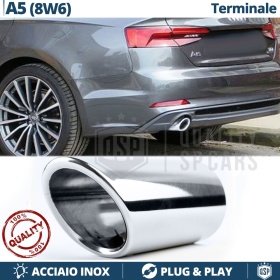 1 Embellecedor Tubo de ESCAPE para AUDI A5 8W6 en ACERO Inoxidable | Instalación PLUG & PLAY
