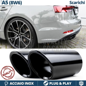 2X Embellecedores Tubos de ESCAPE para AUDI A5 8W6 en ACERO Inoxidable Negro | PLUG & PLAY