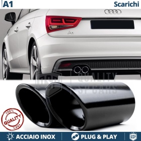 2X Embellecedores Tubos de ESCAPE para AUDI A1 8X en ACERO Inoxidable Negro | Instalación PLUG & PLAY