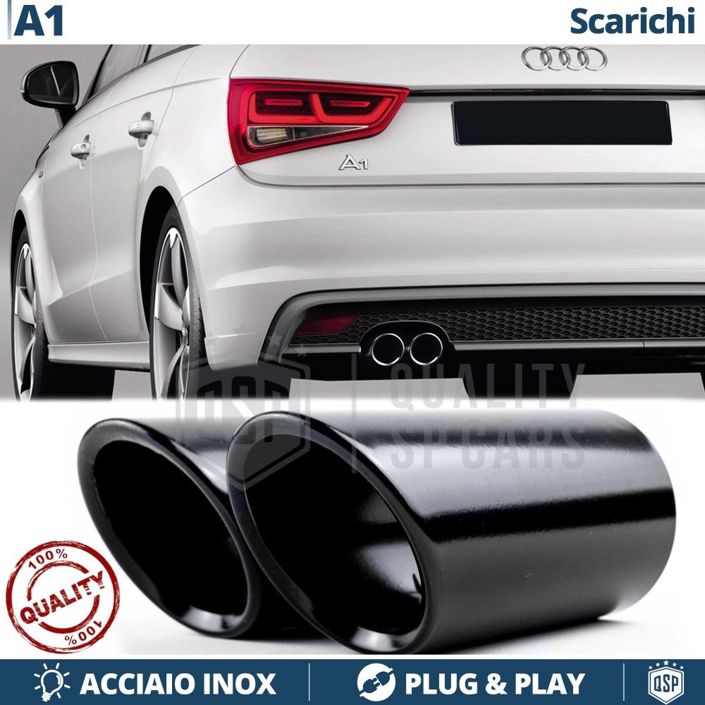 2X Embellecedores Tubos de ESCAPE para AUDI A1 8X en ACERO Inoxidable Negro | Instalación PLUG & PLAY 2X Embellecedores Tubos de ESCAPE para AUDI A1 8X en ACERO Inoxidable Negro | Instalación PLUG & PLAY