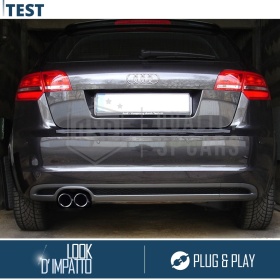 2 TERMINALI di Scarico Sportivi per AUDI A3 8P NERI in ACCIAIO Inox | Ad Incastro Plug & Play