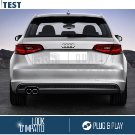 2 pcs EXHAUST TIPS for AUDI A3 8V BLACK Stainless STEEL | PLUG & PLAY Installation