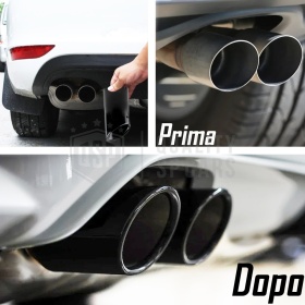 2 pcs EXHAUST TIPS for AUDI A3 8V BLACK Stainless STEEL | PLUG & PLAY Installation