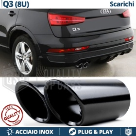 2 TERMINALI di Scarico Sportivi per AUDI Q3 8U NERI in ACCIAIO Inox | Ad Incastro Plug & Play