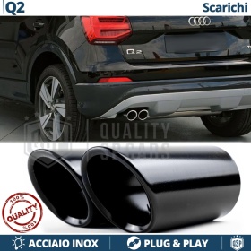 2X Embellecedores Tubos de ESCAPE para AUDI Q2 en ACERO Inoxidable Negro | Instalación PLUG & PLAY