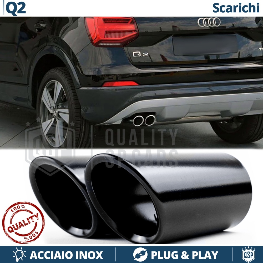 2X Embellecedores Tubos de ESCAPE para AUDI Q2 en ACERO Inoxidable Negro | Instalación PLUG & PLAY 2X Embellecedores Tubos de ESCAPE para AUDI Q2 en ACERO Inoxidable Negro | Instalación PLUG & PLAY