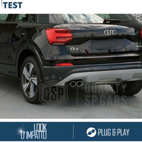 2X Embellecedores Tubos de ESCAPE para AUDI Q2 en ACERO Inoxidable Negro | Instalación PLUG & PLAY