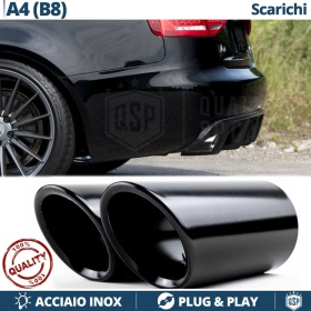 2 Tubos de ESCAPE para AUDI A4 B8 DX + SX en ACERO Inoxidable NEGRO | PLUG & PLAY