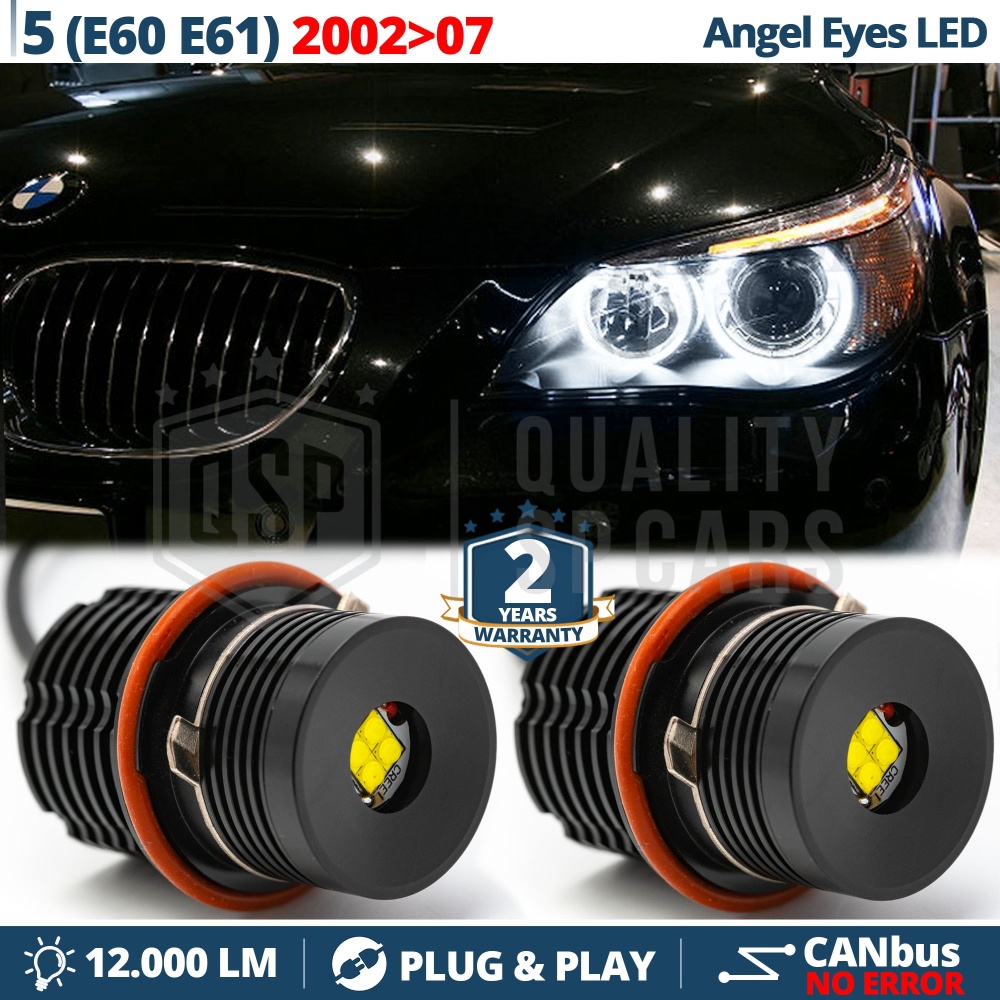 LED ANGEL EYES For BMW 5 SERIES E60 E61 TO 2007 With Xenon | White Parking Lights 32W CANbus